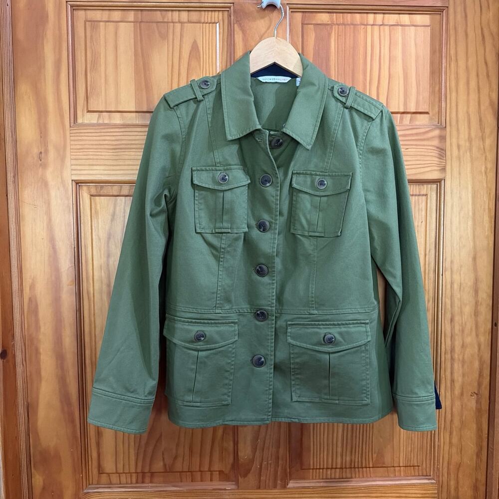 Women's IsaacMizrahiLive! Green Military Style Button Front Jacket Size S